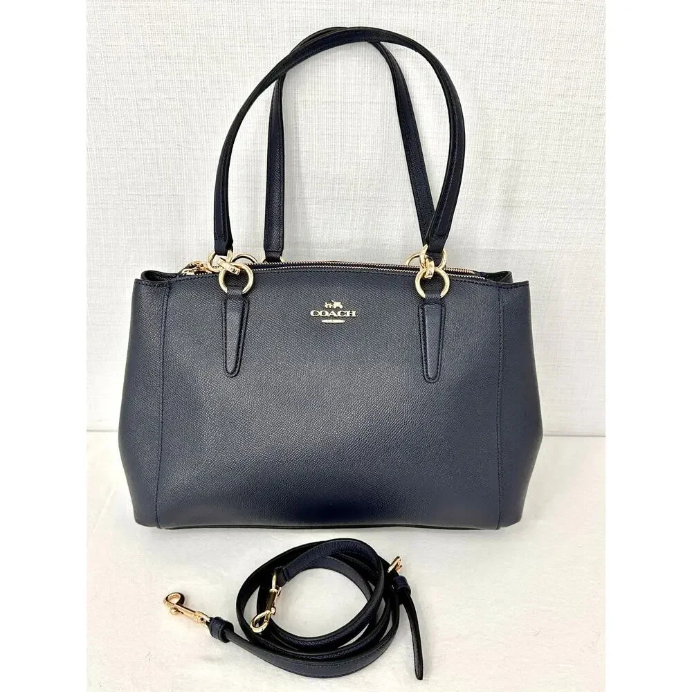 Coach Small Christie Carryall Crossgrain Leather Satchel Navy Midnight F57520